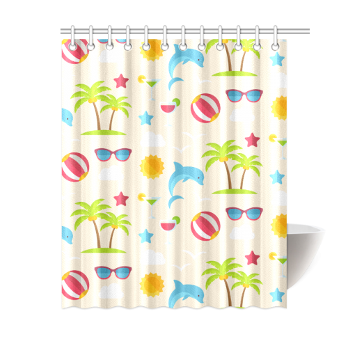 Dolphin Summer Pattern Shower Curtain 60"x72"