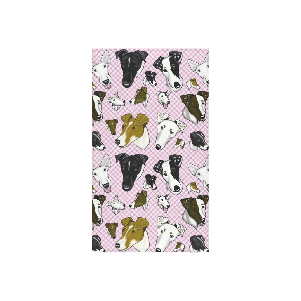 Smooth fox Terrier Plaid pink Custom Towel 16"x28"