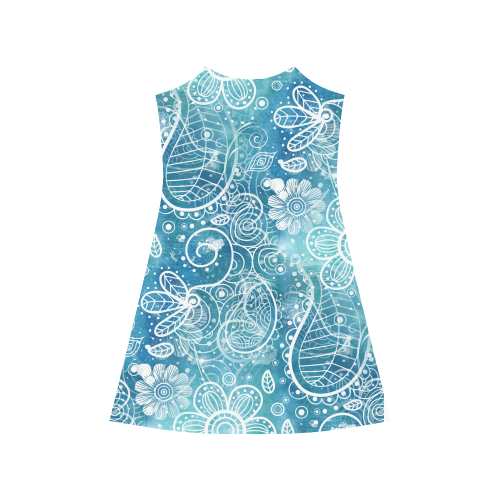 Blue Floral Doodle Dreams Alcestis Slip Dress (Model D05)