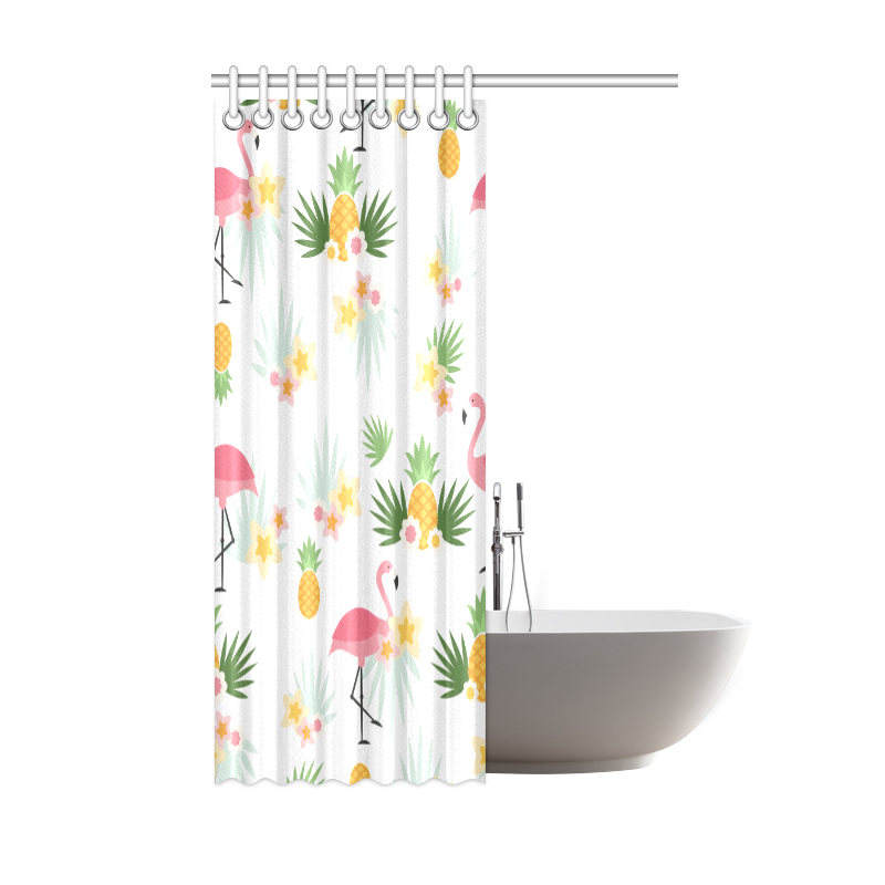 Flamingos and Pineapple Pattern Shower Curtain 48"x72"