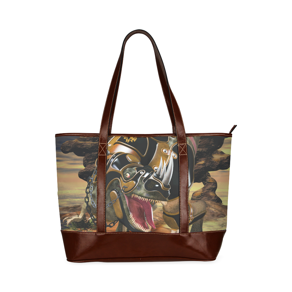 Awesome T-Rex with armor Tote Handbag (Model 1642)