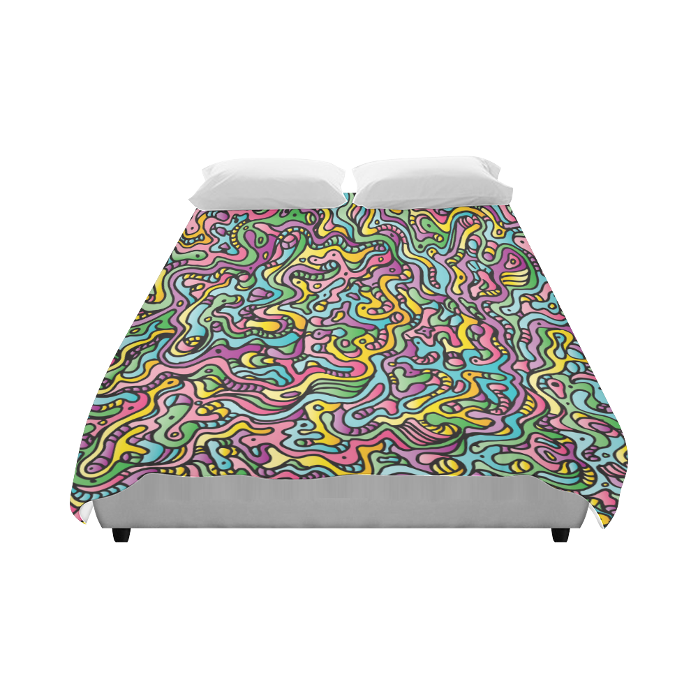 Colorful Tidal Pool, abstract animals, doodle Duvet Cover 86"x70" ( All-over-print)