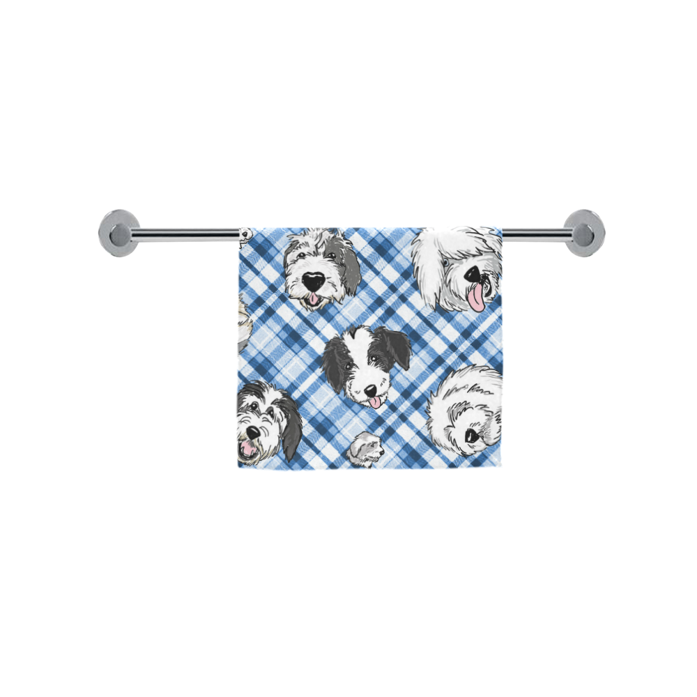 full blue and white plaid sheepie heads Custom Towel 16"x28"