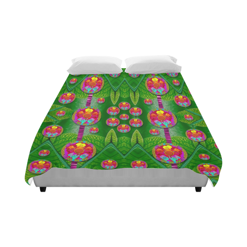 Orchid Forest Filled of big flowers and chevron Duvet Cover 86"x70" ( All-over-print)