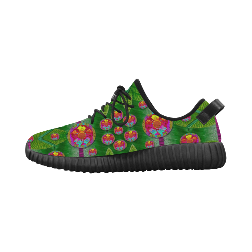 Orchid Forest Filled of big flowers and chevron Grus Women's Breathable Woven Running Shoes (Model 022)