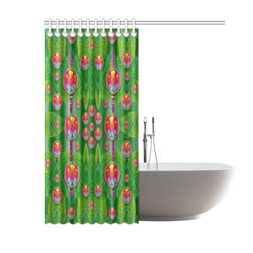 Orchid Forest Filled of big flowers and chevron Shower Curtain 60"x72"