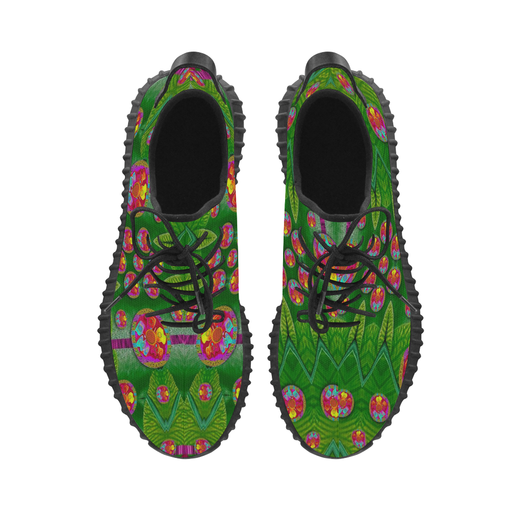 Orchid Forest Filled of big flowers and chevron Grus Women's Breathable Woven Running Shoes (Model 022)