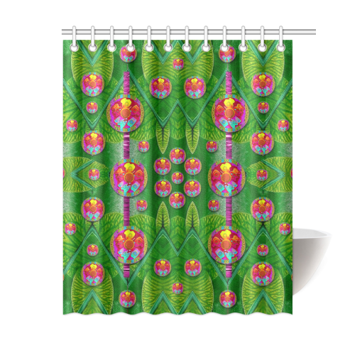 Orchid Forest Filled of big flowers and chevron Shower Curtain 60"x72"