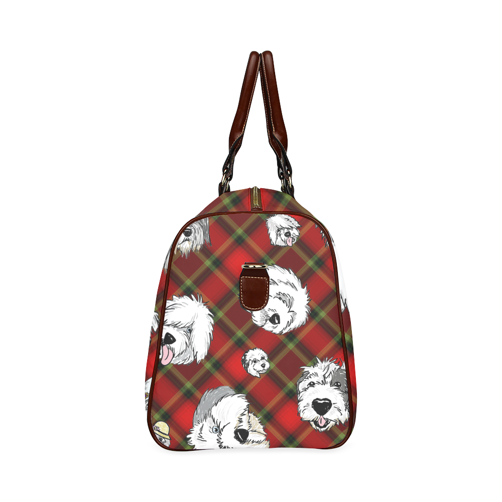 red plaid OES faces Waterproof Travel Bag/Large (Model 1639)