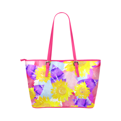 Sunflower Leather Tote Bag/Small (Model 1651)