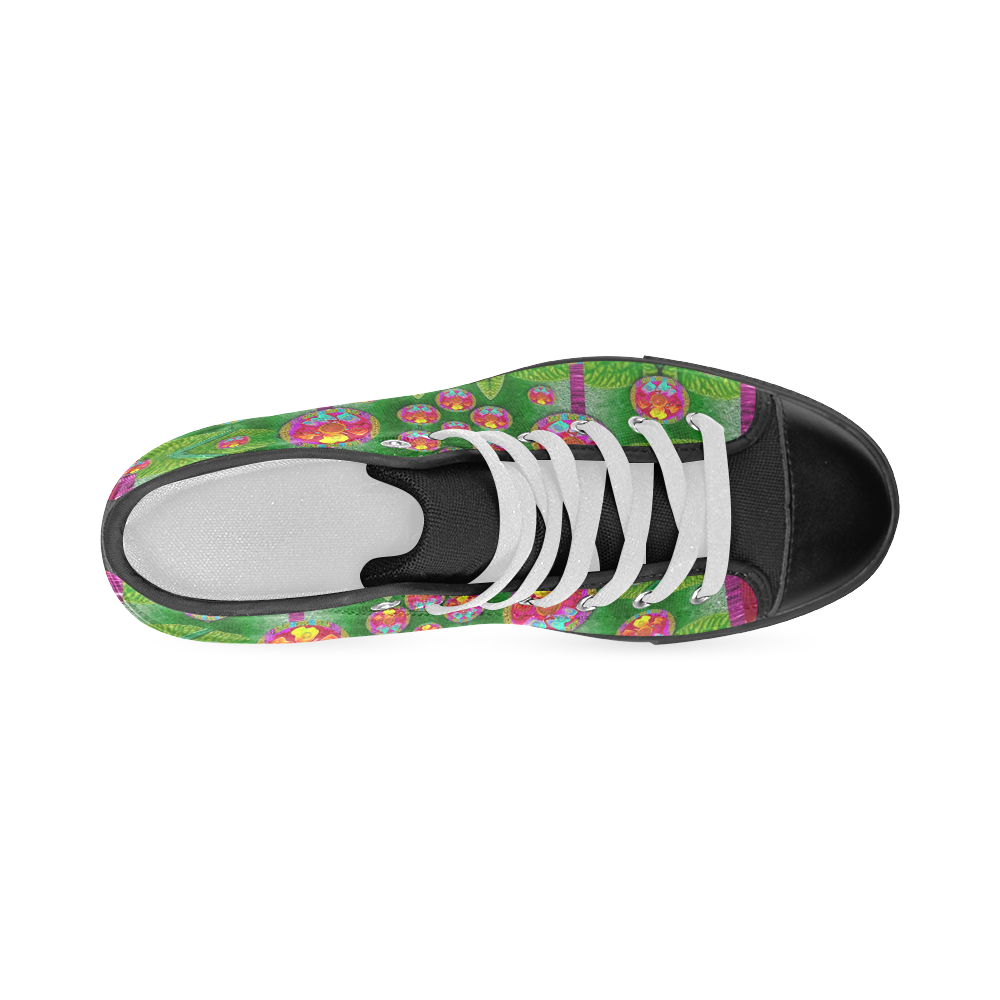 Orchid Forest Filled of big flowers and chevron Men’s Classic High Top Canvas Shoes (Model 017)