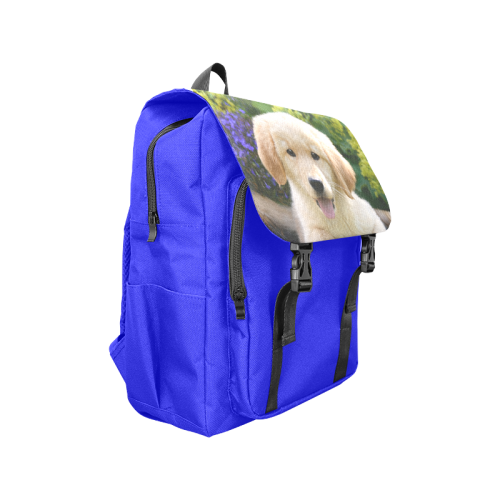 Cute Young Golden Retriever Dog Goldie Puppy Portrait Photo Casual Shoulders Backpack (Model 1623)