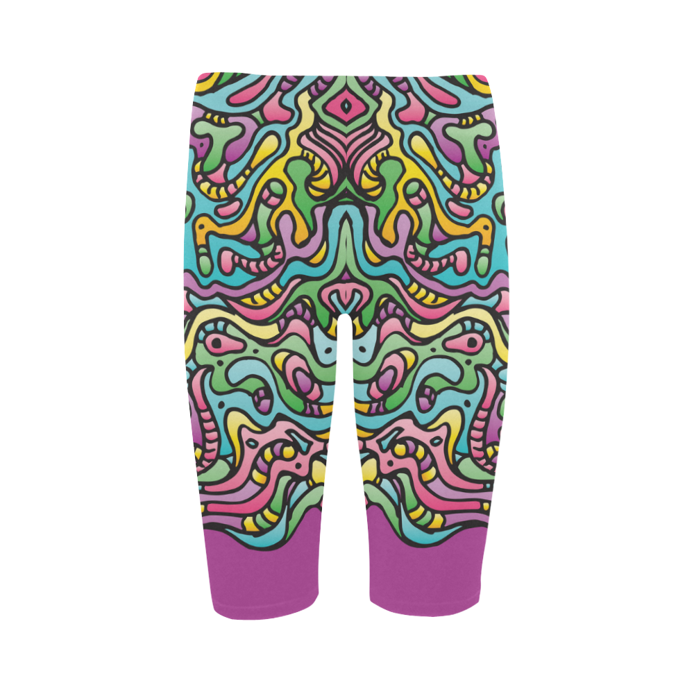 Colorful Tidal Pool, abstract animals, purple Hestia Cropped Leggings (Model L03)
