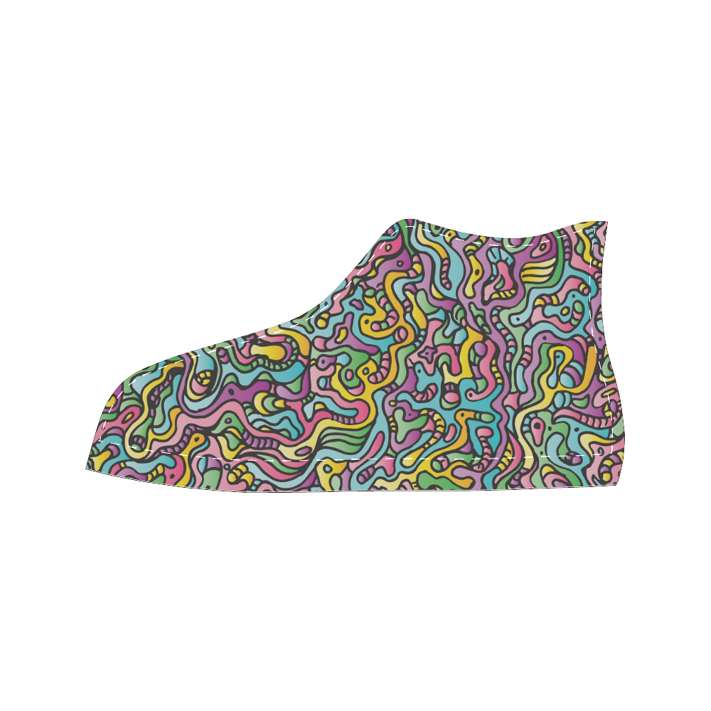 Colorful Tidal Pool, abstract animals, doodle Men’s Classic High Top Canvas Shoes (Model 017)