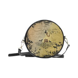 Gramophone with flowers, vintage Round Sling Bag (Model 1647)