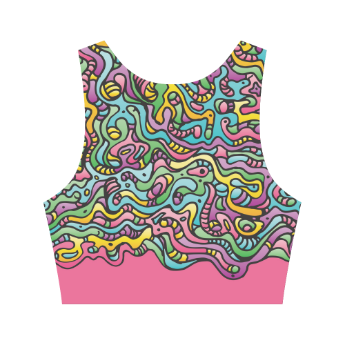 Colorful Tidal Pool, abstract animals, pink Women's Crop Top (Model T42)