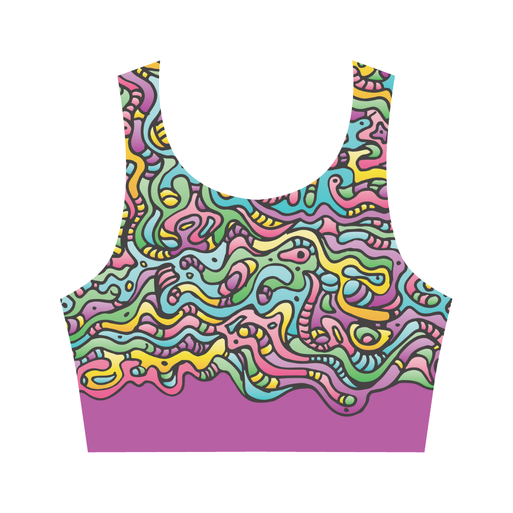 Colorful Tidal Pool, abstract animals, purple Women's Crop Top (Model T42)