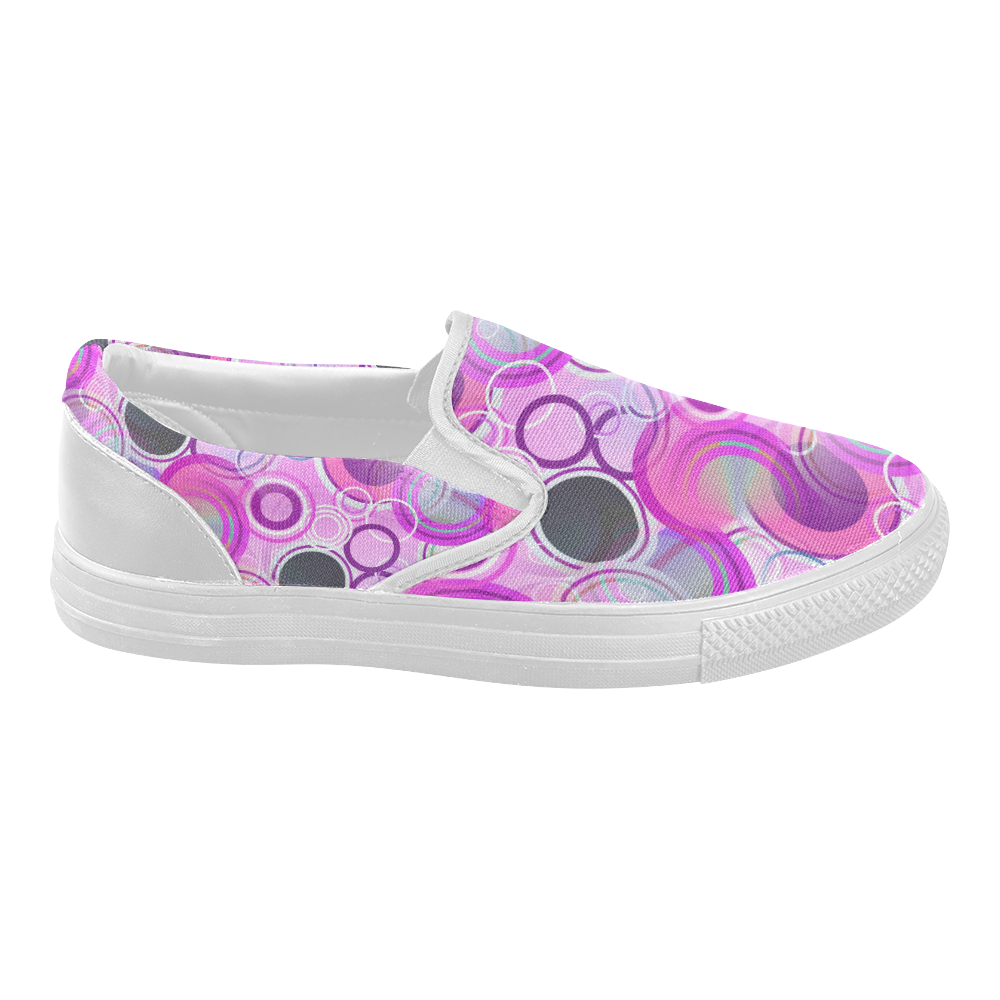 Pink Bubbles Women's Slip-on Canvas Shoes (Model 019)