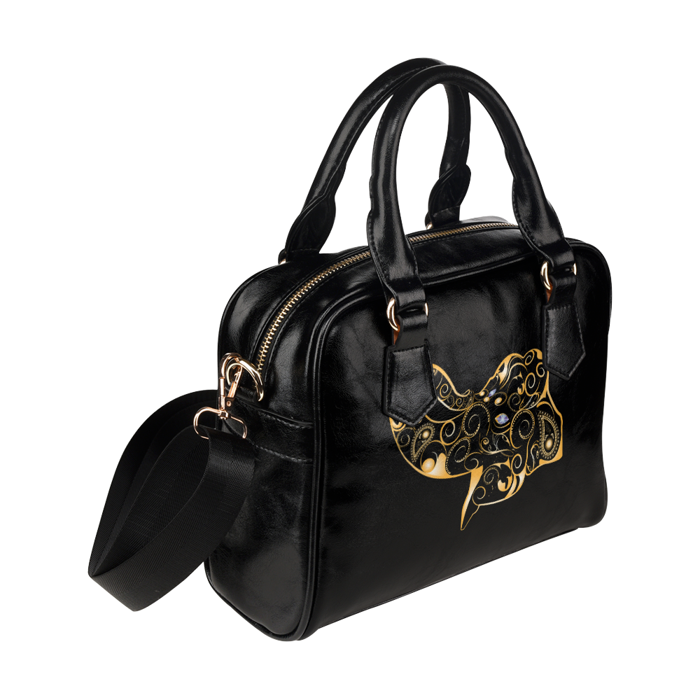 Wonderful gold, black elephant Shoulder Handbag (Model 1634)