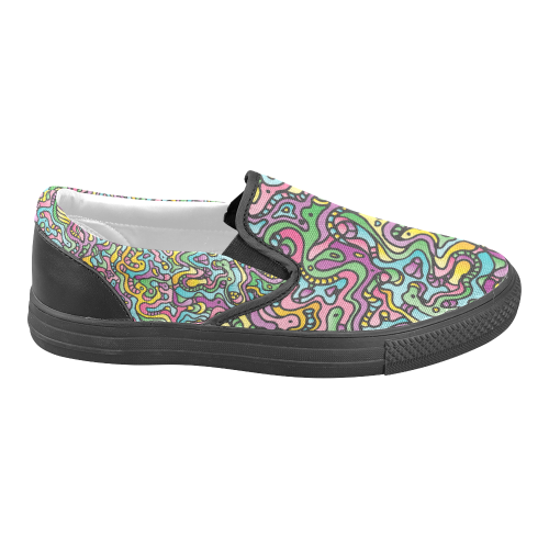 Colorful Tidal Pool, abstract animals, doodle Men's Unusual Slip-on Canvas Shoes (Model 019)