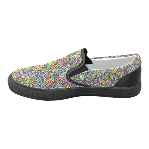 Colorful Tidal Pool, abstract animals, doodle Women's Unusual Slip-on Canvas Shoes (Model 019)