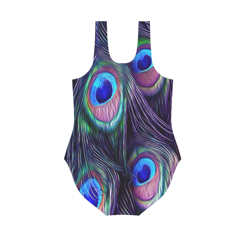 Peacock Feather Vest One Piece Swimsuit (Model S04)
