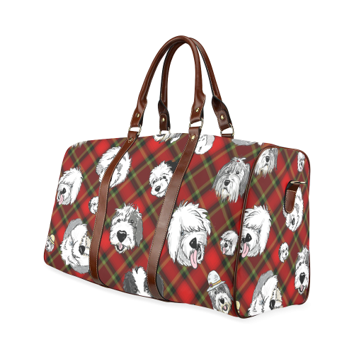 red plaid OES faces Waterproof Travel Bag/Large (Model 1639)