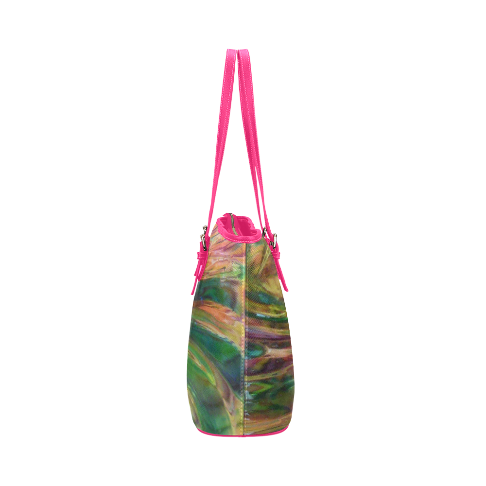 Abstract Colorful Glass Leather Tote Bag/Small (Model 1651)