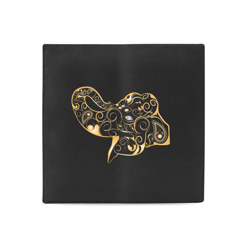 Wonderful gold, black elephant Women's Leather Wallet (Model 1611)