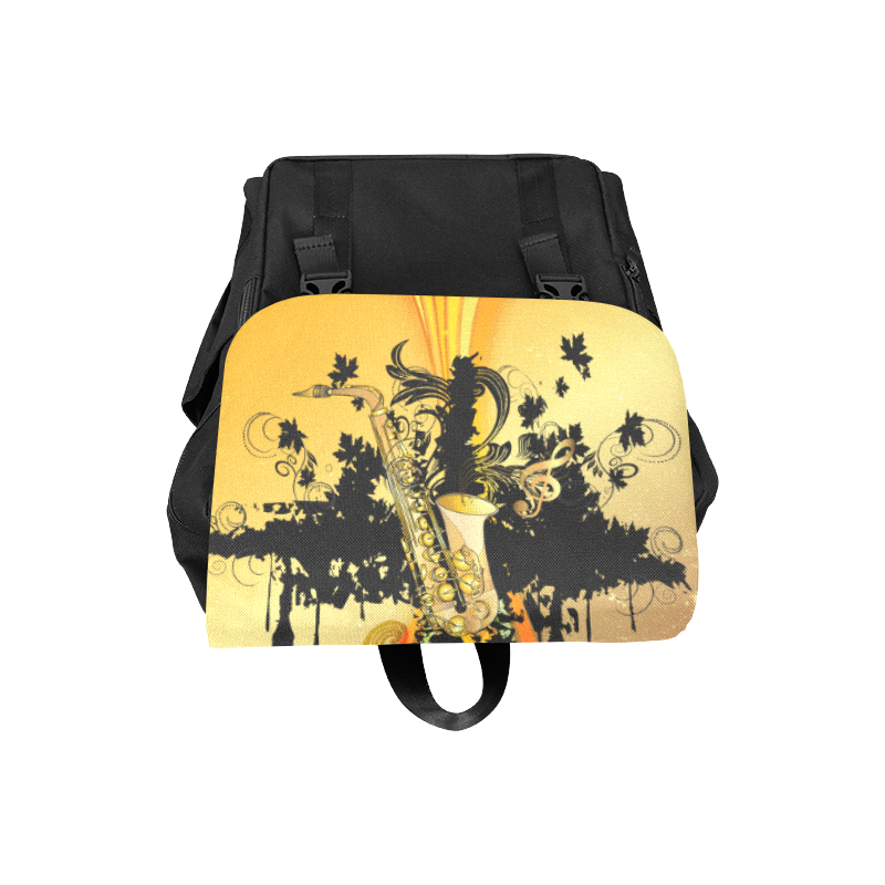 Saxophone with flowers Casual Shoulders Backpack (Model 1623)