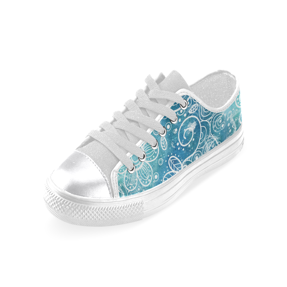 Blue Floral Doodle Dreams Women's Classic Canvas Shoes (Model 018)