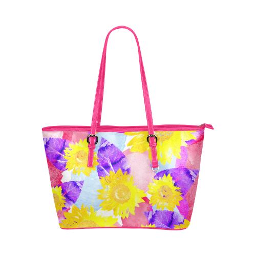 Sunflower Leather Tote Bag/Small (Model 1651)