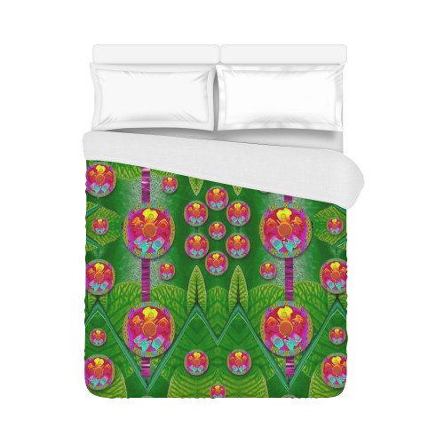 Orchid Forest Filled of big flowers and chevron Duvet Cover 86"x70" ( All-over-print)