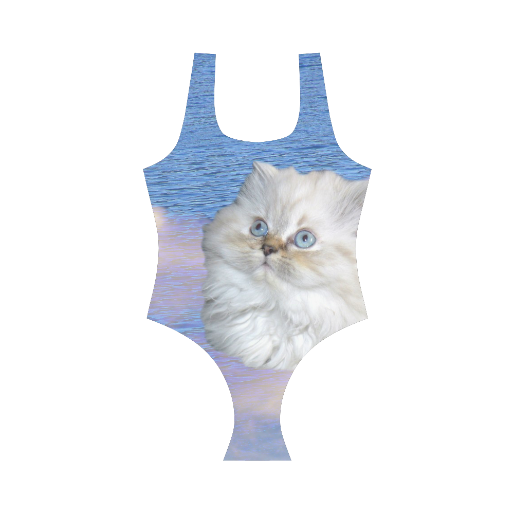 Cat and Water Vest One Piece Swimsuit (Model S04) | ID: D316791