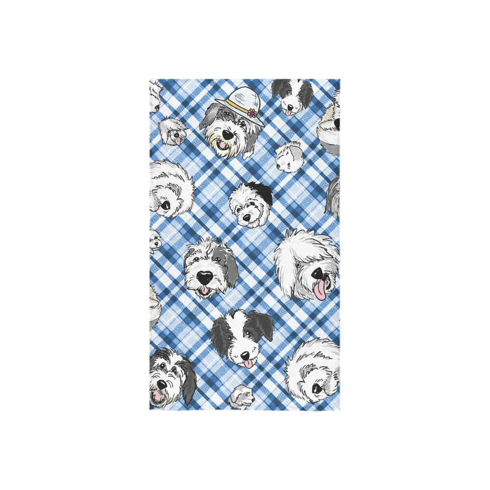 full blue and white plaid sheepie heads Custom Towel 16"x28"