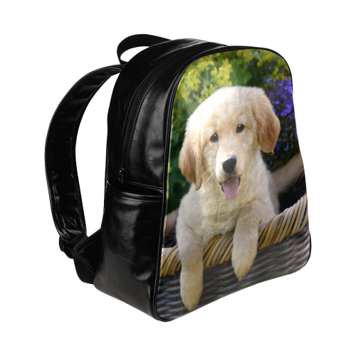 Cute Young Golden Retriever Dog Goldie Puppy Portrait Photo Multi-Pockets Backpack (Model 1636)
