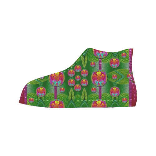 Orchid Forest Filled of big flowers and chevron Men’s Classic High Top Canvas Shoes (Model 017)