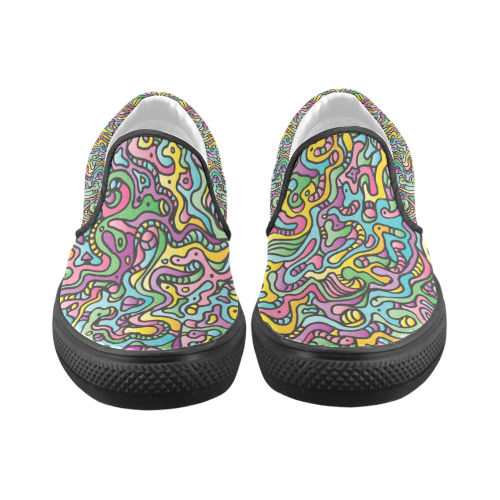Colorful Tidal Pool, abstract animals, doodle Men's Unusual Slip-on Canvas Shoes (Model 019)