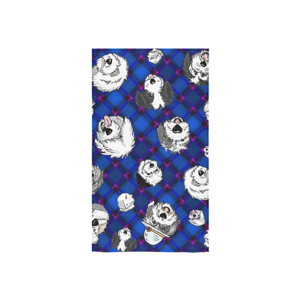Blue diagonal,sheepie heads. Custom Towel 16"x28"