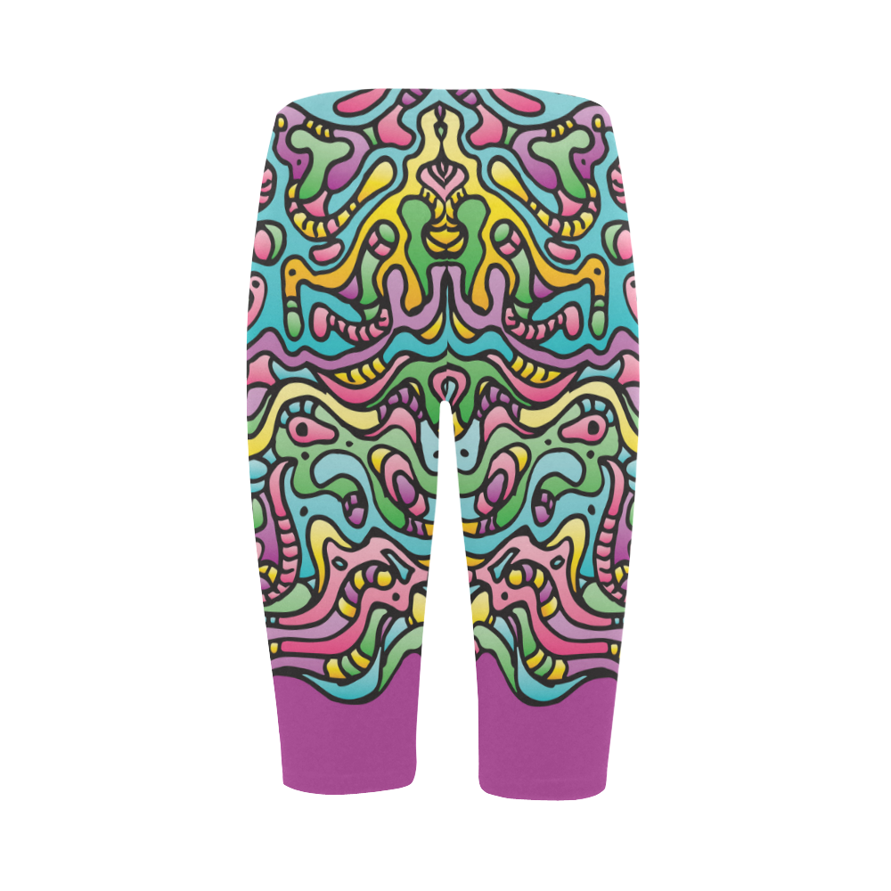 Colorful Tidal Pool, abstract animals, purple Hestia Cropped Leggings (Model L03)