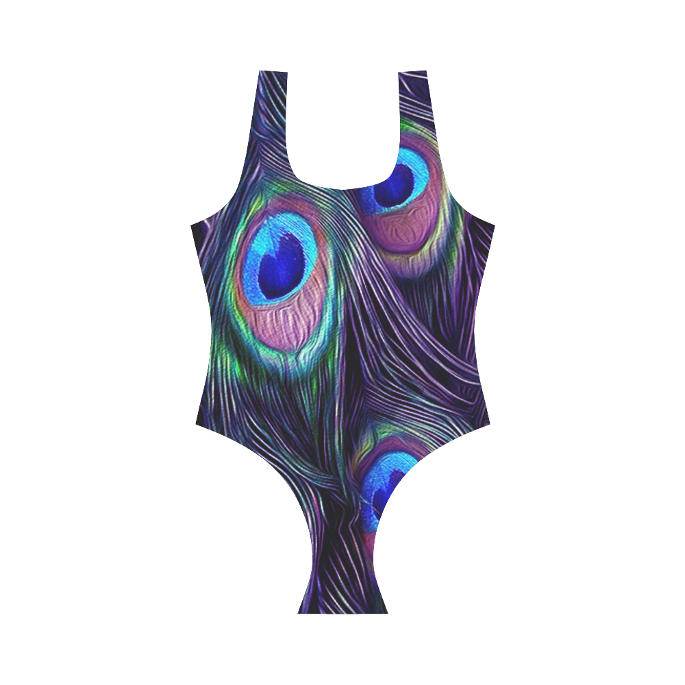 Peacock Feather Vest One Piece Swimsuit (Model S04)