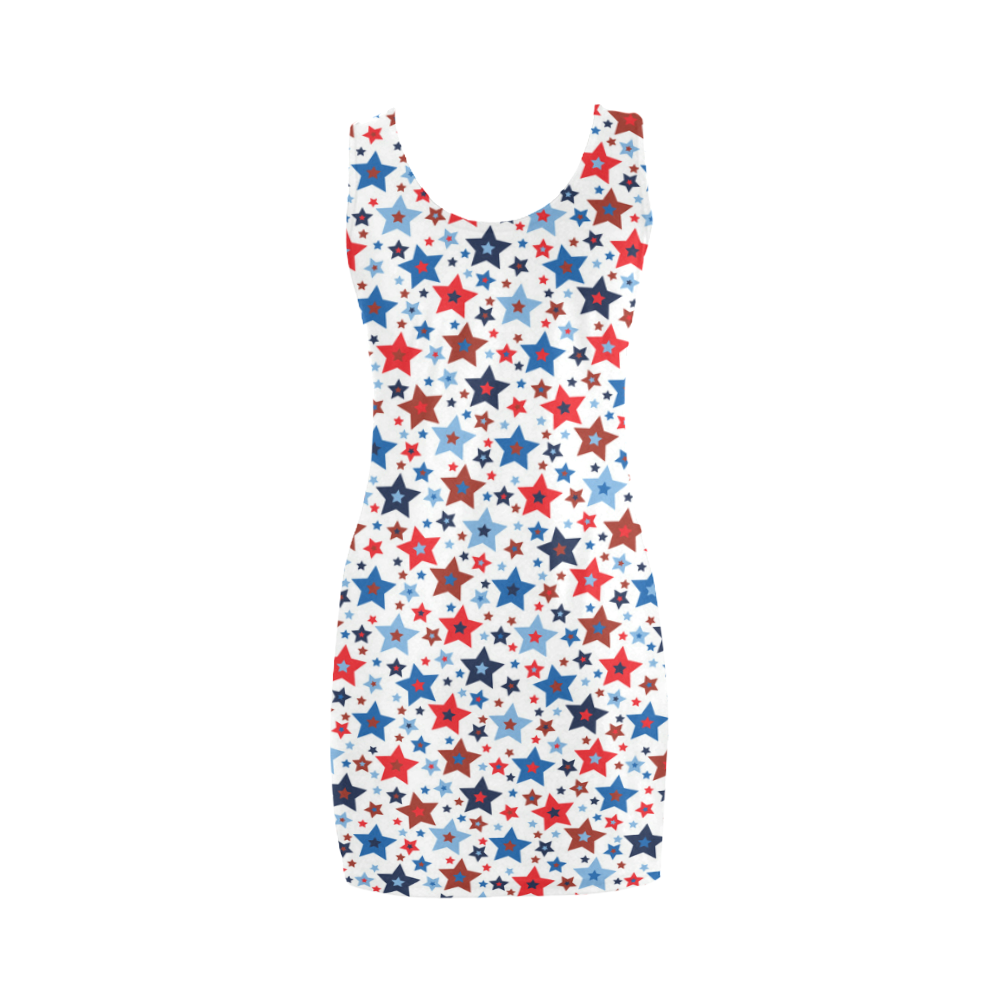 stars red blue white Medea Vest Dress (Model D06)