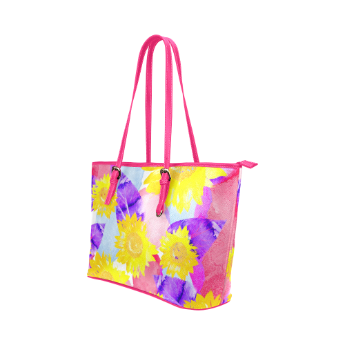 Sunflower Leather Tote Bag/Small (Model 1651)