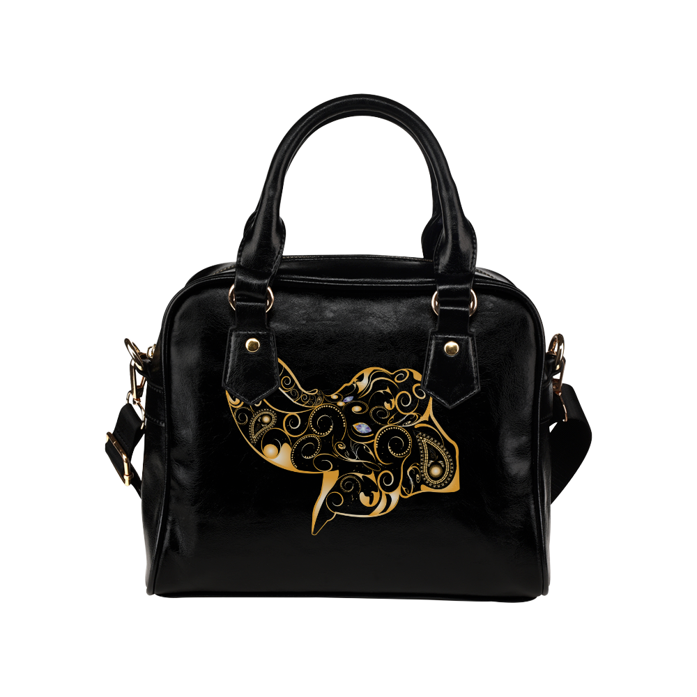 Wonderful gold, black elephant Shoulder Handbag (Model 1634)