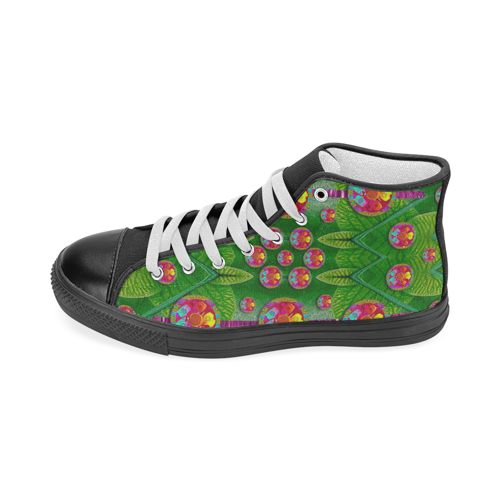 Orchid Forest Filled of big flowers and chevron Men’s Classic High Top Canvas Shoes (Model 017)