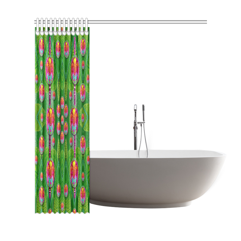 Orchid Forest Filled of big flowers and chevron Shower Curtain 69"x72"