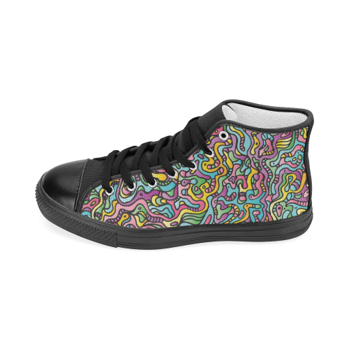 Colorful Tidal Pool, abstract animals, doodle Men’s Classic High Top Canvas Shoes (Model 017)