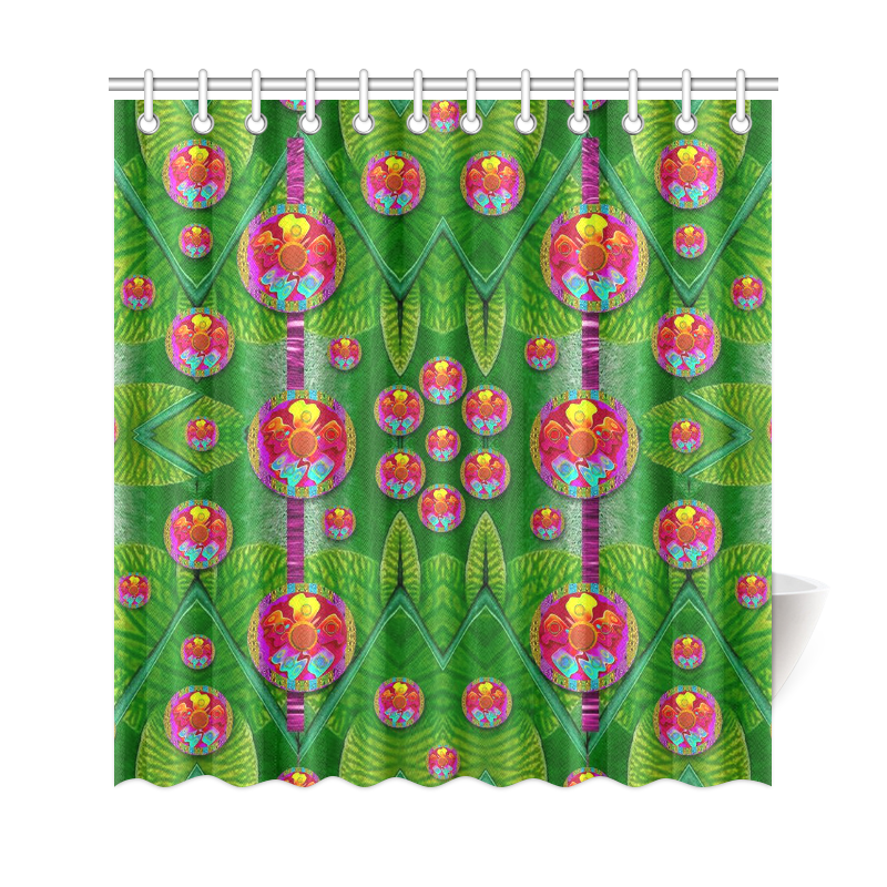 Orchid Forest Filled of big flowers and chevron Shower Curtain 69"x72"