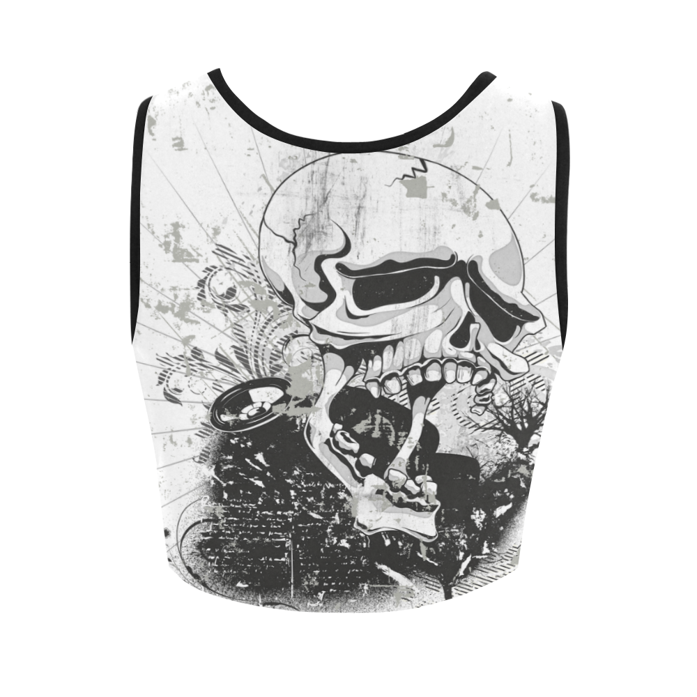 Dark Gothic Skull Women's Crop Top (Model T42)