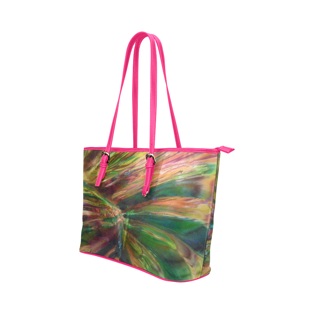 Abstract Colorful Glass Leather Tote Bag/Small (Model 1651)